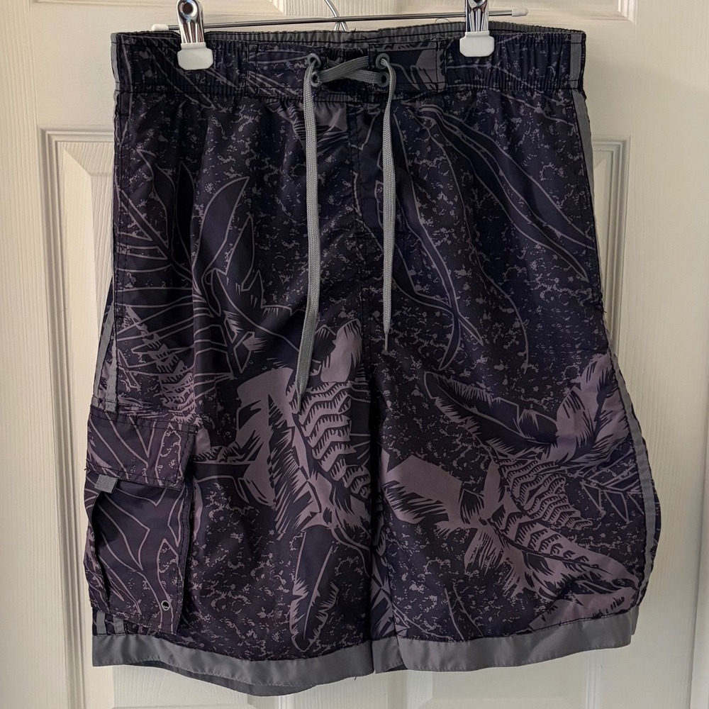 Starting Point Men's Swim Trunks Medium Gray Tropical Board Shorts Mesh Lined